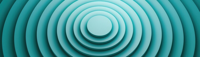 Obraz premium Abstract design featuring concentric circles in shades of teal, creating a calming visual effect perfect for various creative projects.