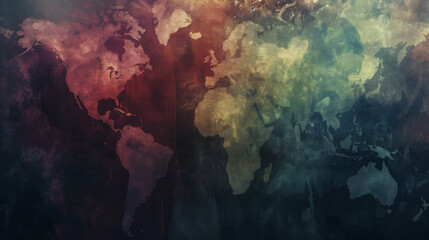 Obraz premium Abstract conceptual world map made in watercolor