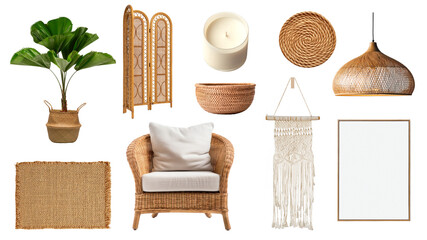 Minimal furniture png home decor element set, transparent background