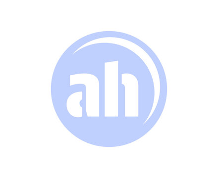 AH sport emblem or team logotype. Ball logo with a combination of Initial letter A and H for balls shop, sports company, training, club badge.
