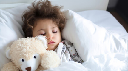 Sweet Dreams: Toddler Sleeps Soundly with Cuddly Toy