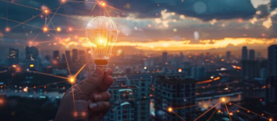 Fototapeta premium Illuminating Idea Above Cityscape