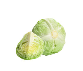 Fototapeta premium Green cabbage isolated on transparen png.