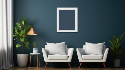 Frame and poster mockup in modern living room