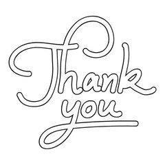 Thank You Outline Lettering Handwriting. Thank you Calligraphy.