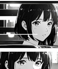 
Black and white pictures, anime style