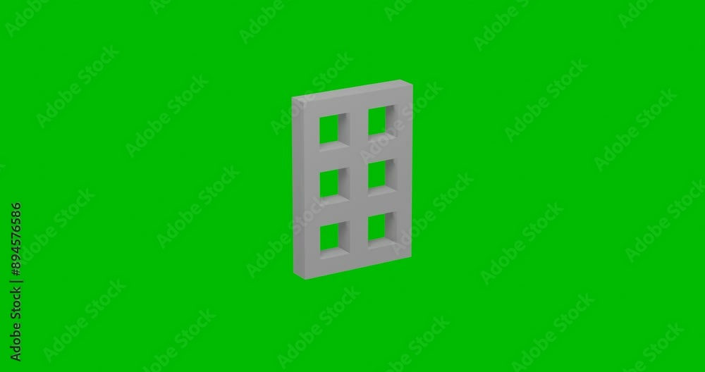 Poster animation of rotation of a white office building symbol with shadow. simple and complex rotation. se