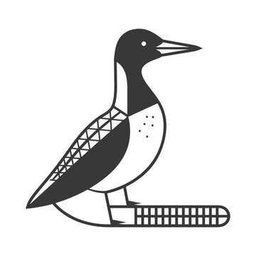 recommend clip art: black and white illustration of a loon