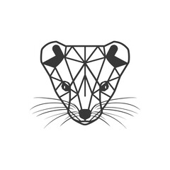 geometric depiction of a curious animal with whiskers