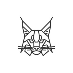 Geometric Depiction of a Lynxs Face in a Black Outline