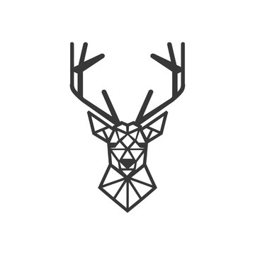 recommend clip art: geometric deer head with antlers in a minimalist black line art style