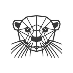 geometric otter with whiskers stares into the distance