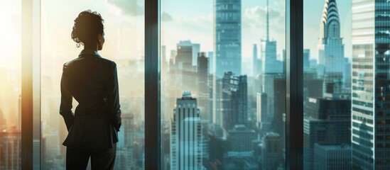 Businesswoman Looking at the City Skyline