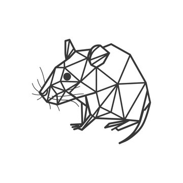 recommend clip art: Geometric Rat With Detailed Lines and a Single Black Eye