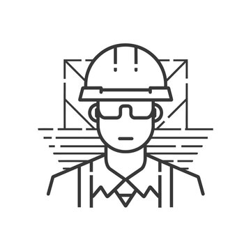 recommend clip art: Construction worker with hard hat and goggles