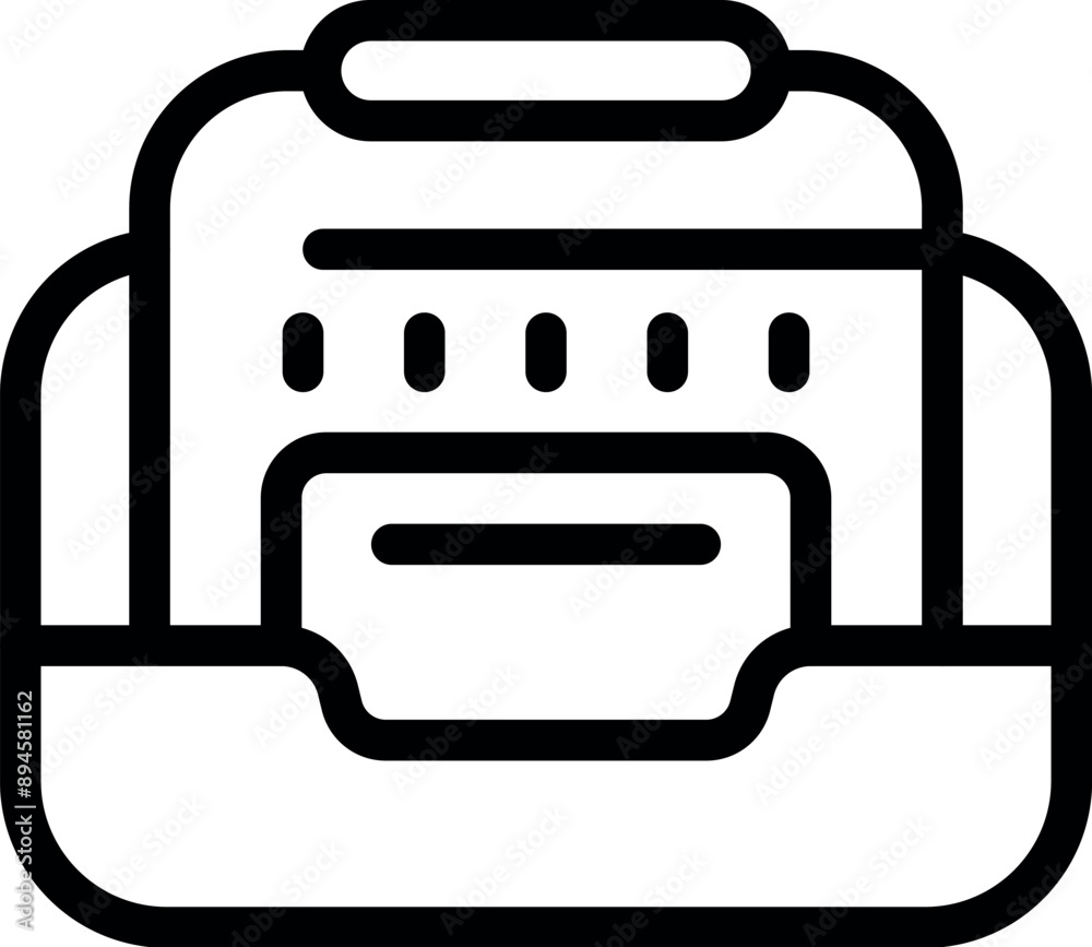 Poster line icon of an office inbox with incoming documents, symbolizing task management and workflow organ