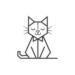 Geometric cat with closed eyes sitting down