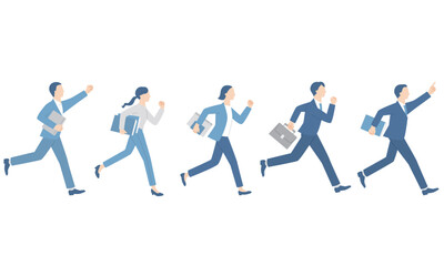 鞄や書類を持って走るビジネスパーソン