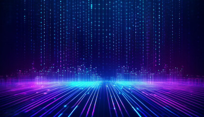 3D Abstract Futuristic technology background, neon light, empty space, cyber futuristic sci-fi background, street floor studio for mock-up, digital cyber tech motion