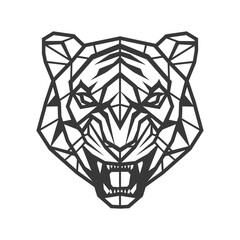 Geometric tiger with a fierce expression