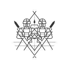 Geometric warriors stand guard ready for battle