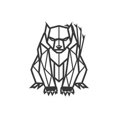 Geometric wolf in a fierce pose