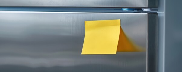 Blank sticky note on refrigerator door