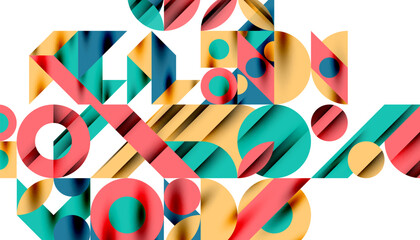 Neo memphis geometric pattern with circles, squares and lines. Pop art abstract background for covers, banners, flyers and posters and other templates