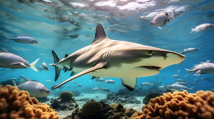 Obraz premium Blacktip reef shark Marine fish UHD Wallpaper