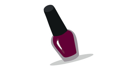 Bottle of burgundy nail polish with black cap on white background, professional gel nail polish in dark red color, decorative nail polish for manicure and pedicure