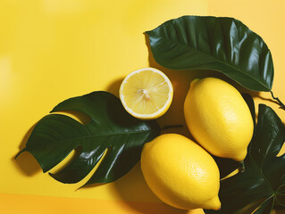 Photo editorial of lemons and leaf