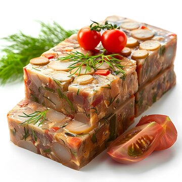 Delicious meat aspic with vegetables