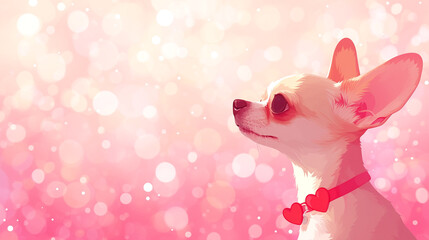 Vibrant Minimalist Digital Art Featuring a Joyful Red Chihuahua