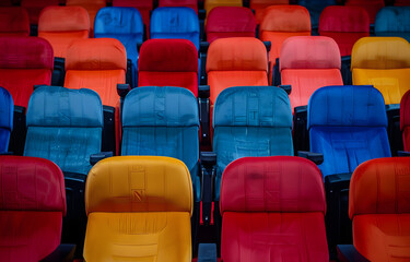 Fototapeta premium Closeup of theater seats, with a sense of order and design