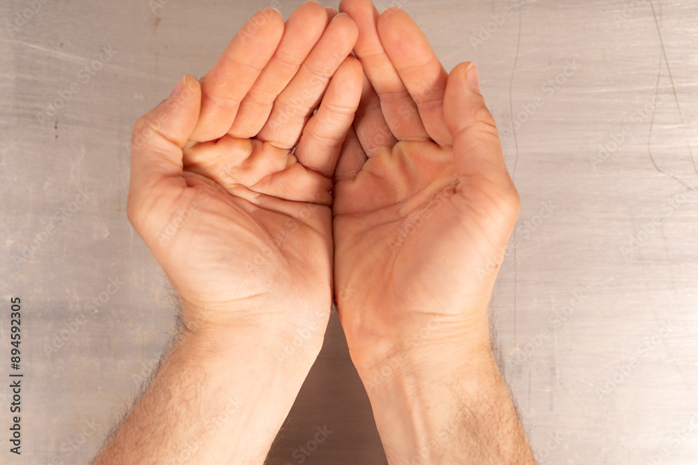 Poster two open palms facing upwards ready to receive