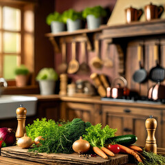 Rustic Kitchen with Fresh Ingredients