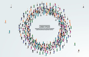 A large group of workers on white background with text space. Labour people crowd seamless background. Labor day concept. Vector illustration