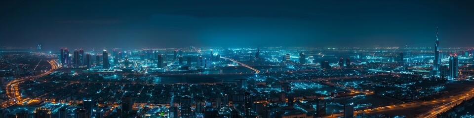 Obraz premium an overhead view of a modern glowing city full of technology