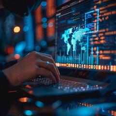 Cybersecurity Professional Analyzing Data on a Computer