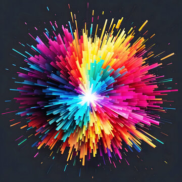 Multicolor sparkling glitters and colorful exploding pigments exploding conceptual illustration for creativity, magic idea and artistic inspiration.