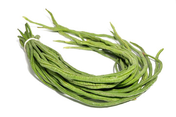 green beans on white background