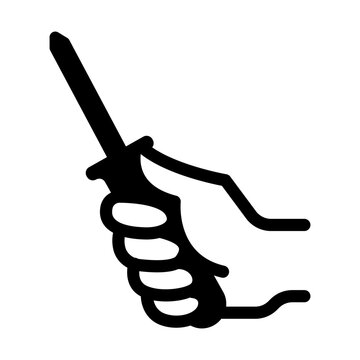black hand holding curling iron clip art preview