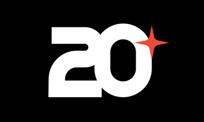 20 Star Logo Orange Modern Light Simple