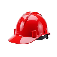 Fototapeta premium Bright Red Hard Hat Isolated Without Background for Safety Use.