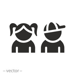 girl and boy icon, children toilet, silhouette child or kid restroom, flat vector illustration