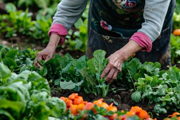 Fototapeta premium Elderly Woman Working in Garden.
