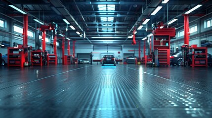 New Car Repair Center Interior: Empty Dealership for Generative AI