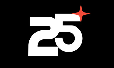 25 Star Logo Orange Modern Light Simple