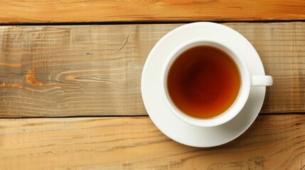 Obraz premium A Cup of Tea on a Wooden Tabletop