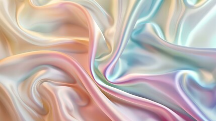 Obraz premium Colorful pastel silk satin background, draped in soft folds and waves, creating an elegant and dreamy atmosphere perfect for creative projects or design visuals of elegance and beauty 